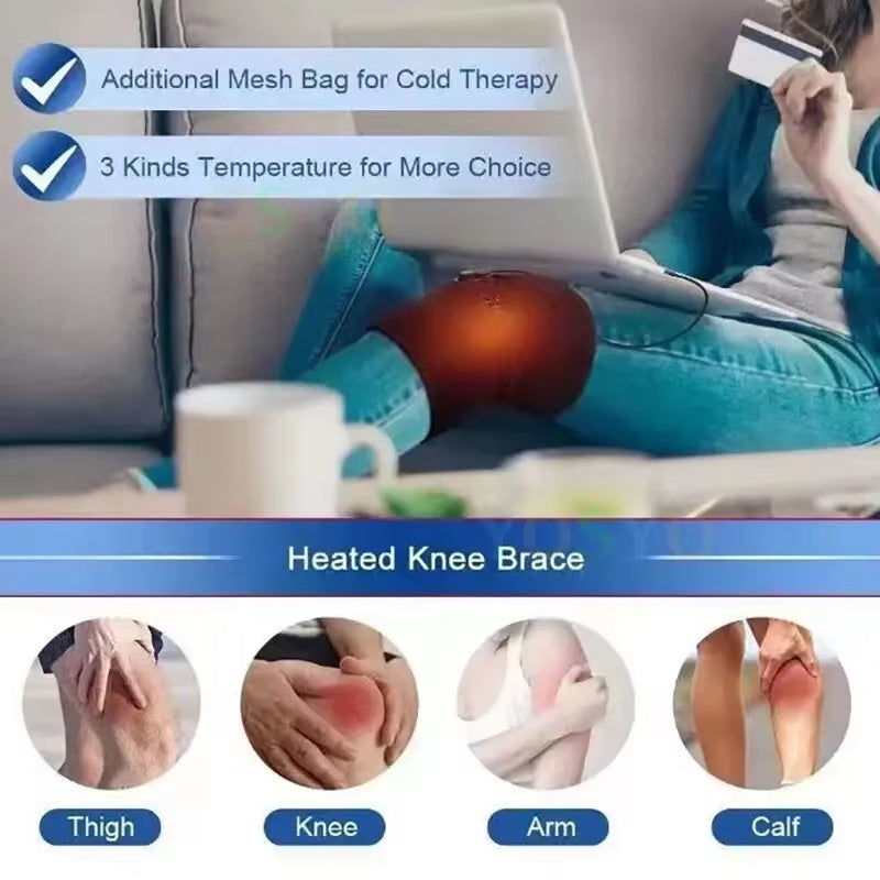 Electric Knee Heating Pad USB Heated Knee Brace Support for Arthritis Joint Old Cold Leg Knee Warmer