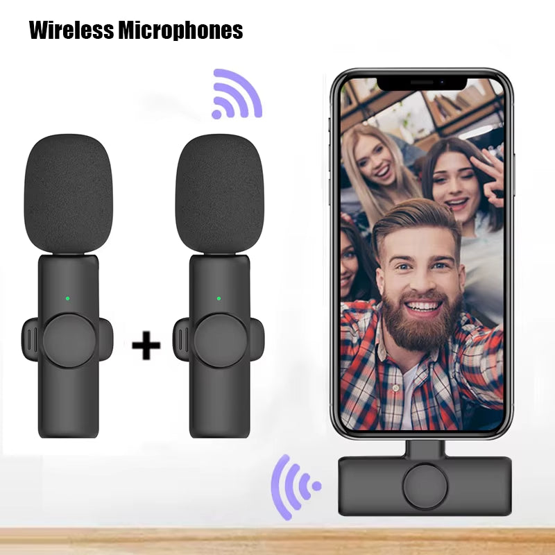 Professional Wireless Lavalier Microphone for Iphone Ipad Laptop Android Live Gaming Video Recording Interview Business Mic